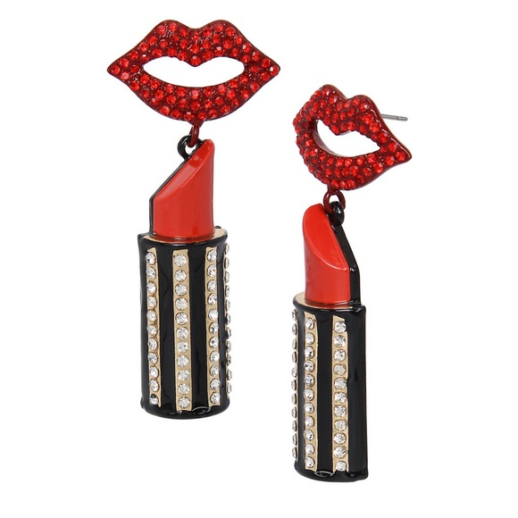 Betsey Johnson Jewelry - Betsey Johnson Lipstick Drop Earrings